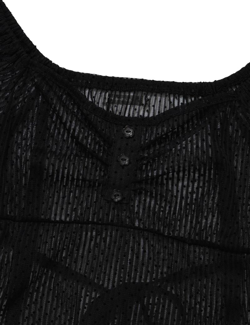 DOT SHIRRING BLOUSE(BLACK)