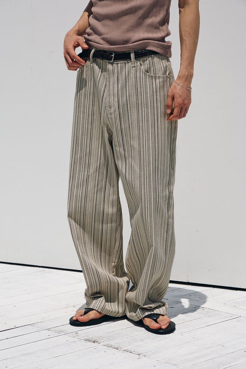 Need stripe wide denim pants(Ivory)