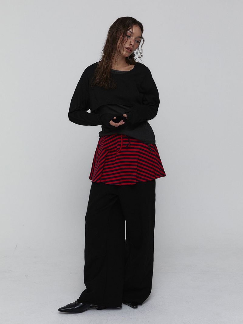 Striped Mini Skirt_Red