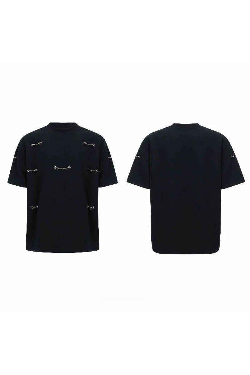 Chain Detail Padded Shoulder Tee
