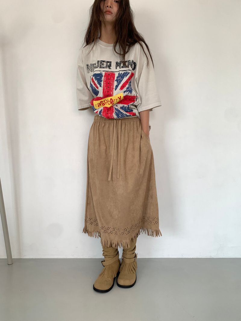 SUEDE PUNCHING SKIRT (3C)