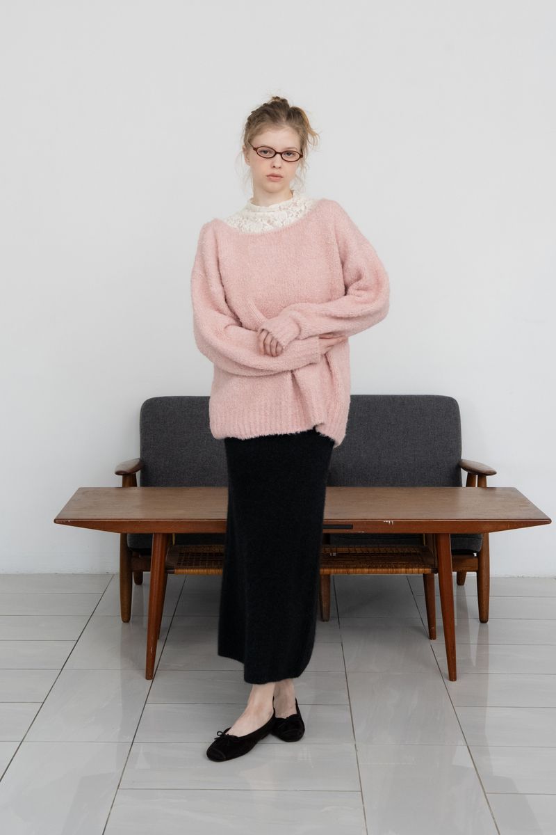 Blush boucle knit_baby pink