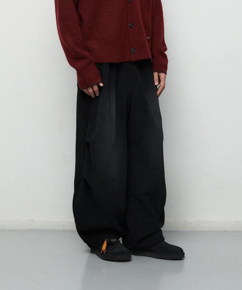 BRUSHED WIDE CORDUROY PANTS_BLACK