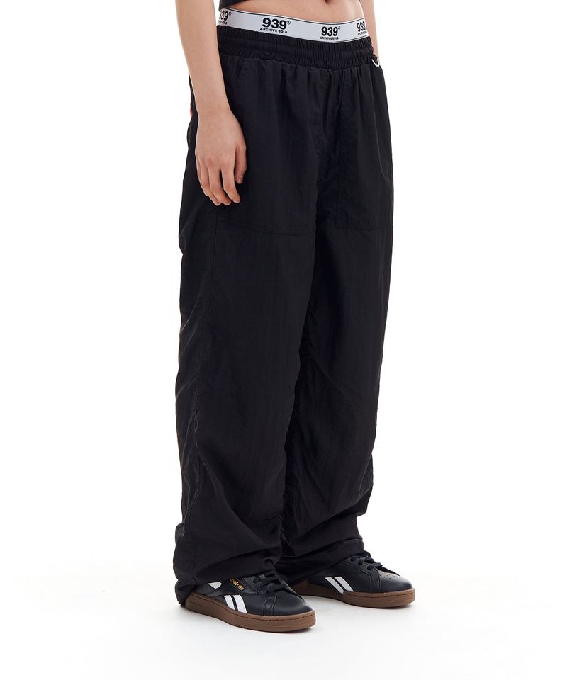 NYLON SHIRRING PANTS (BLACK)