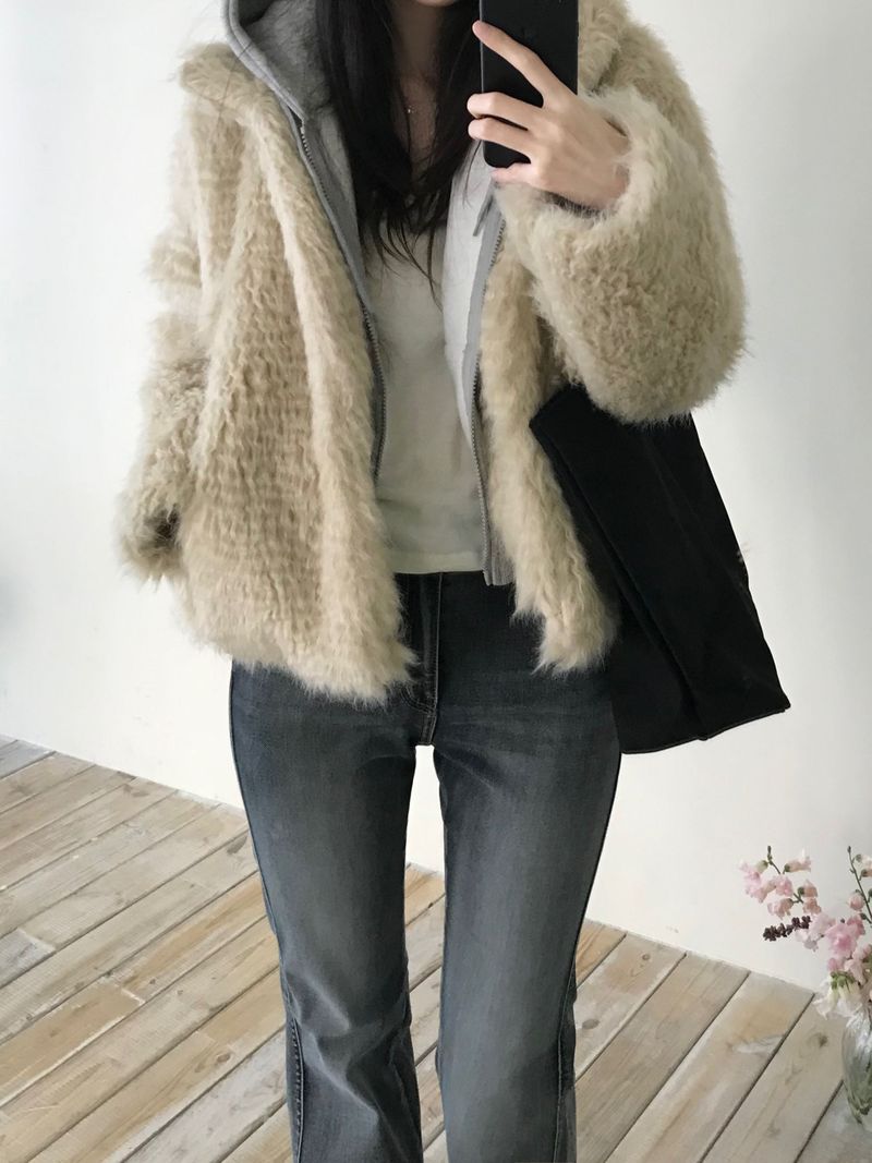 Perry High-Neck Fur Jacket (one color)