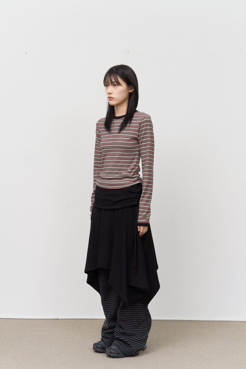 (W) Candy Fleece Striped Top