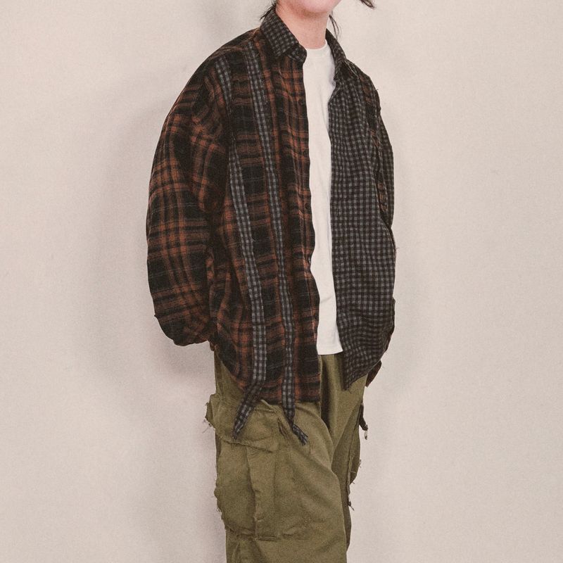 double check deconstructed shirt_brown