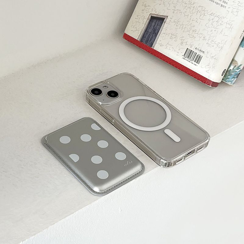 magsafe case dot silver leather card wallet set