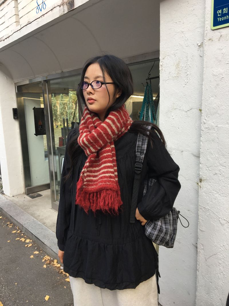 Le Fine Wool Stripe Muffler (4color)