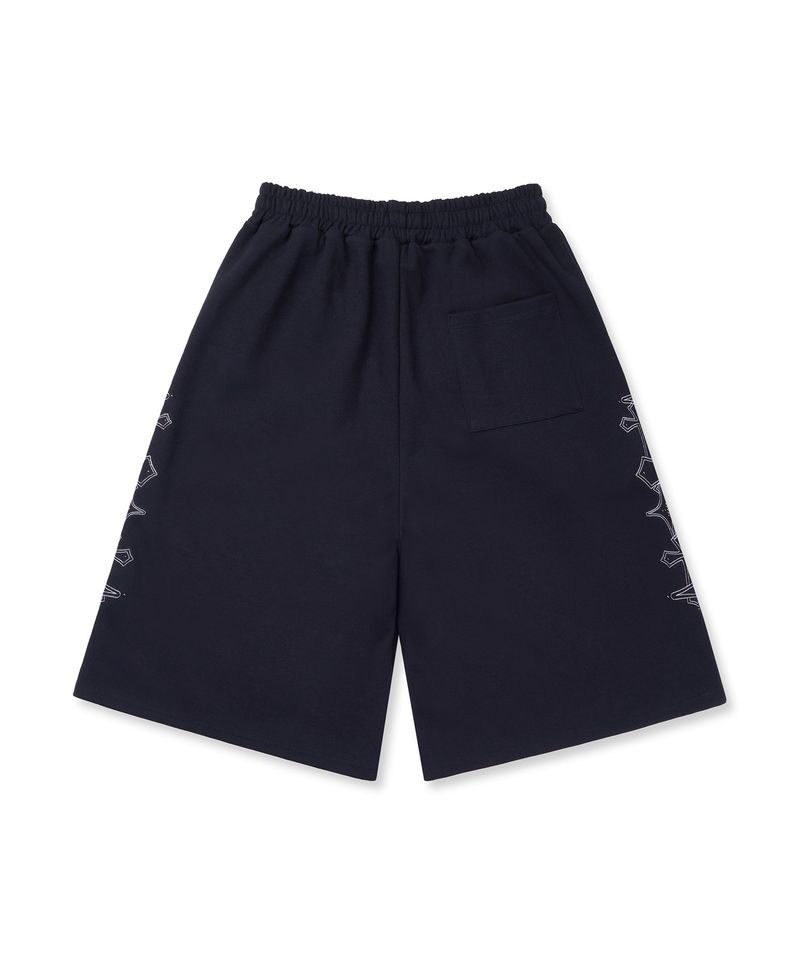 Stud Needle Walk Bermuda Sweat Pants - Navy