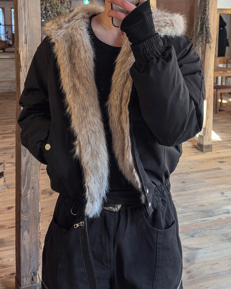 Helen Cropped Fur Hooded Jumper