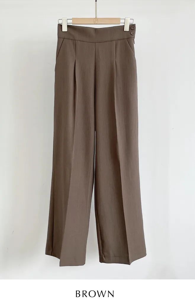 Bette High Waist Two-Button Pintuck Wide Slacks