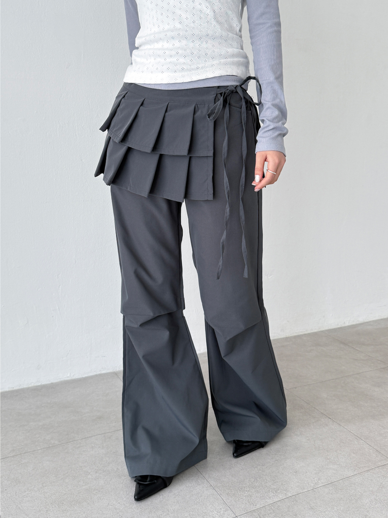 pleated wrap skirt pants (2color)