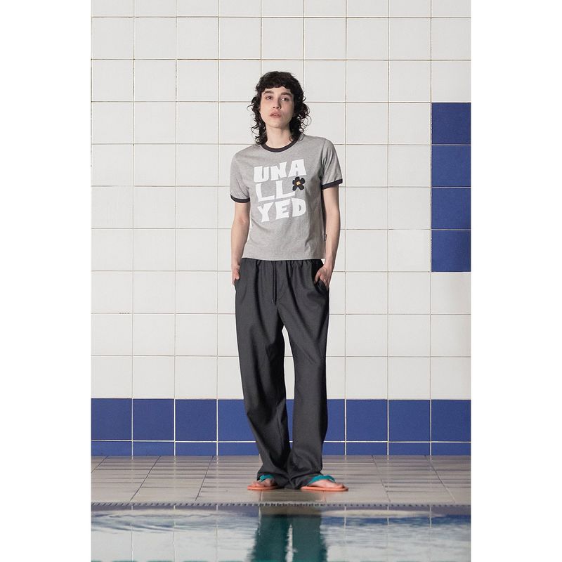 LOGO RINGER T SHIRT / GREY