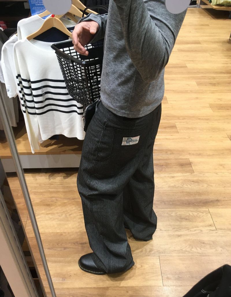 No.1631 stripe patch black denim PT