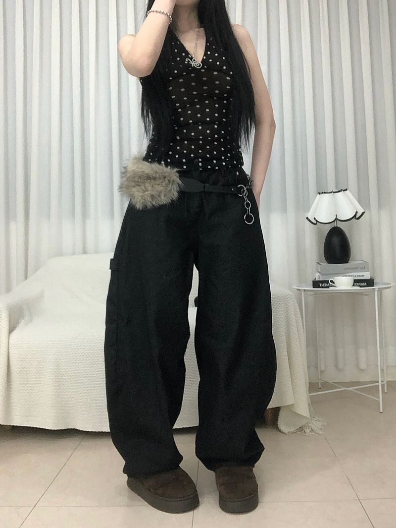 Stud Cross Wide Denim Pants