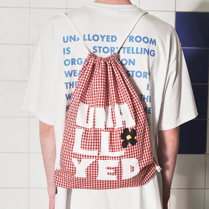 UNALLOYED（アナロイド）の「LOGO GINGHAM CHECK GYM SACK / RED（Bags）」