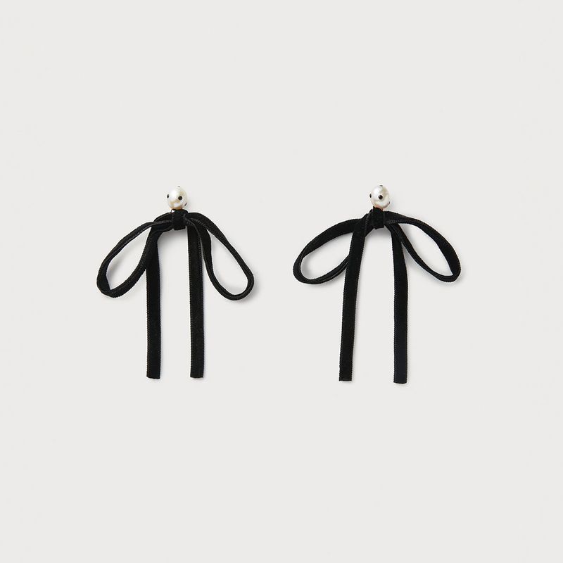 Ashore Bow Drop Earrings, Black