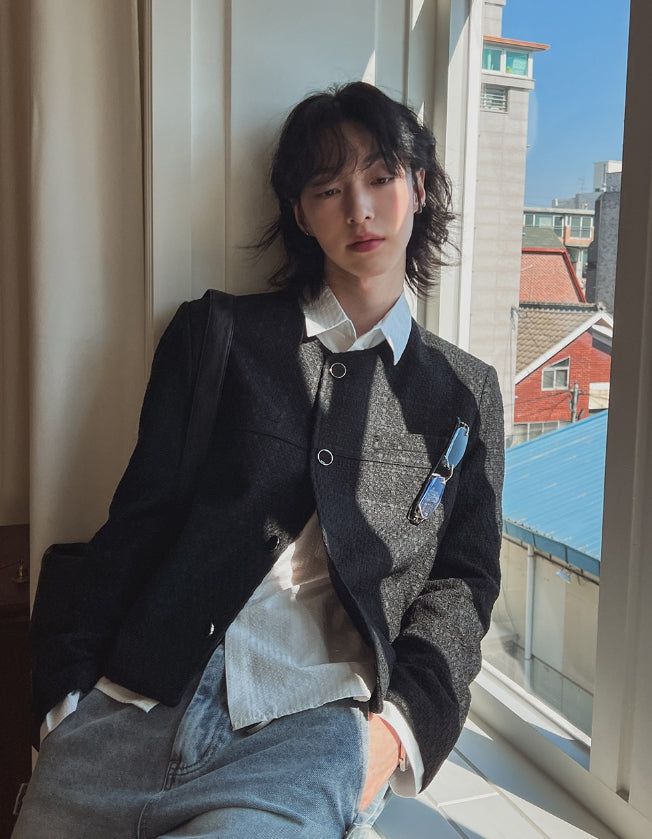 Weasel round tweed jacket