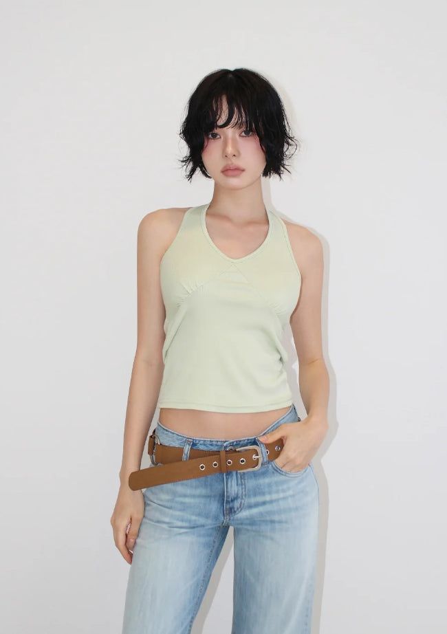 AAKE(アケ)の「SHIRRING HALTER TOP(Tops)」
