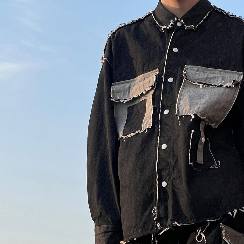 grunge denim shirt_black