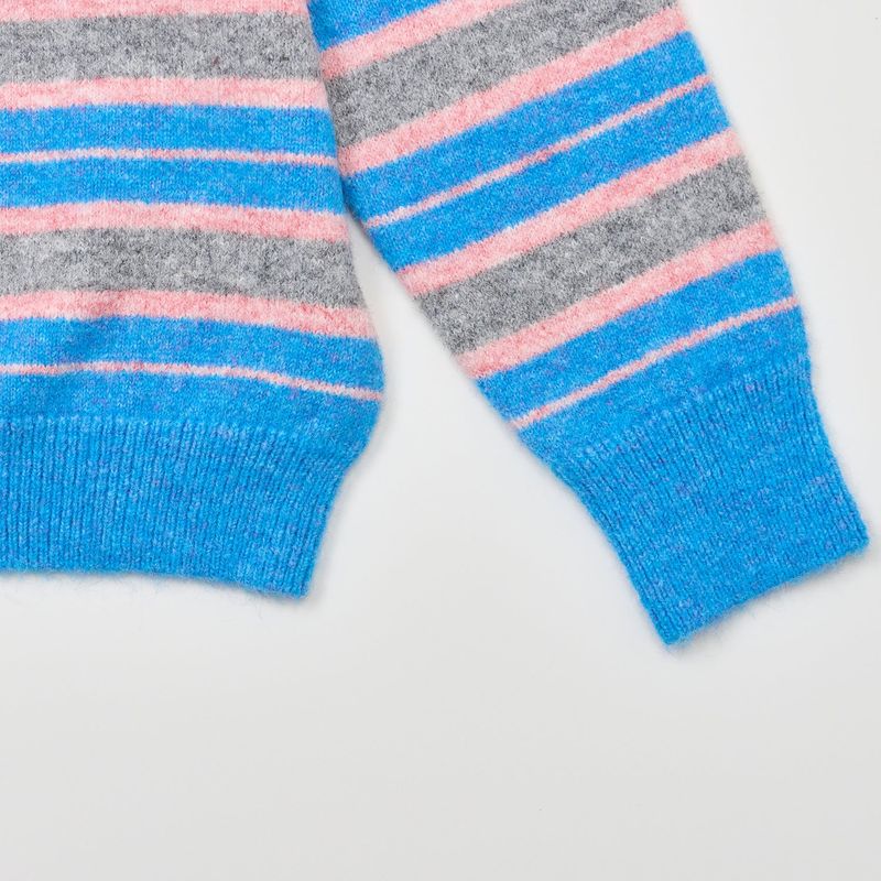 MULTI STRIPE LONG SLEEVE KNIT BLUE