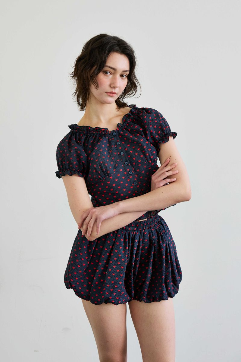 MINI HEART TWO WAY BLOUSE / NAVY