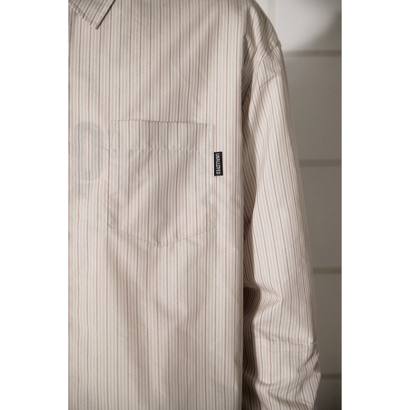 LAYERED CUFFS STRIPE SHIRT / BEIGE
