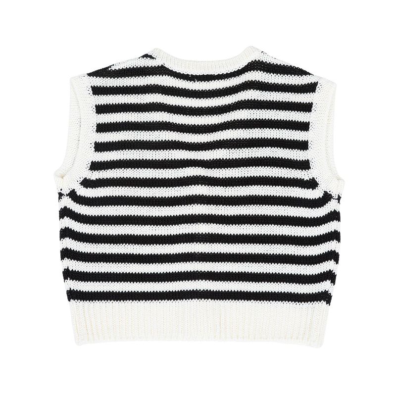 Marine stripe knit vest cardigan (BLACK)