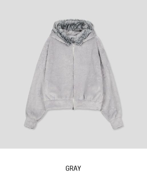 Fame Fleece Raccoon Fur Hooded Zip-Up