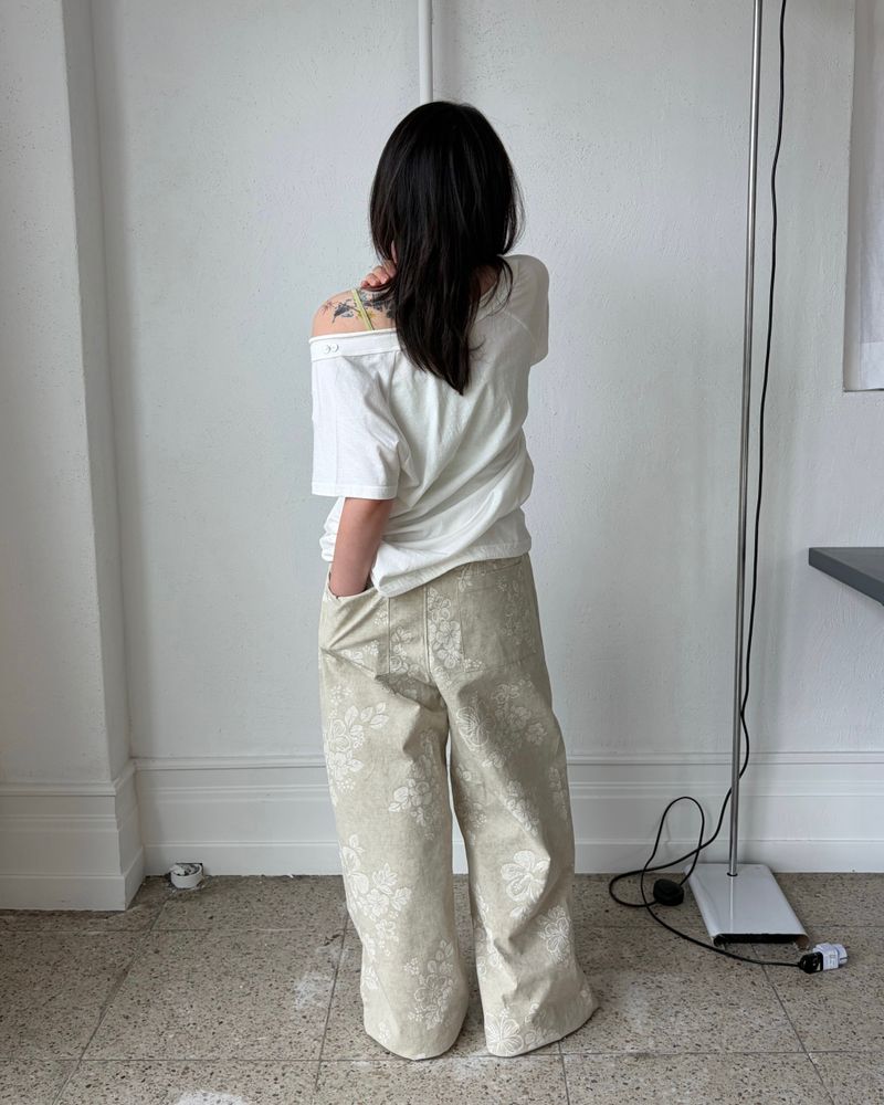 シェル ボタン オープンネック Tシャツ (3colors)