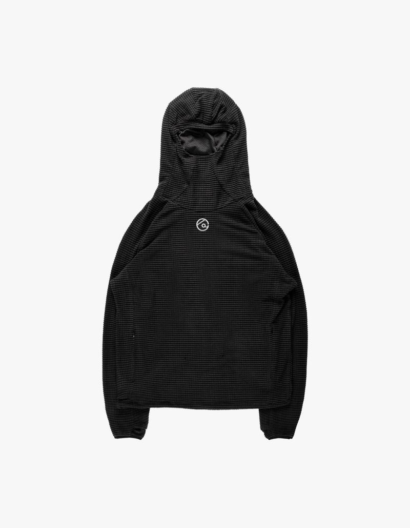 Waffle Balaclava Hoodie Black