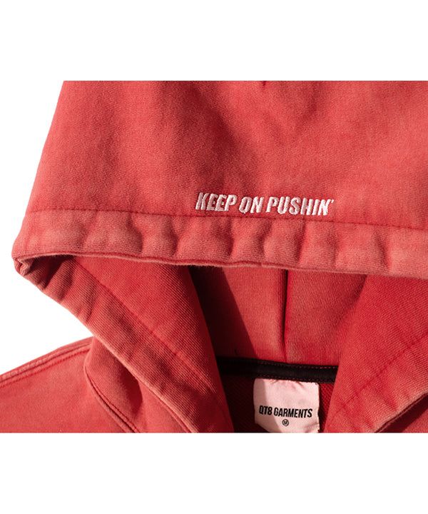 OC Slogan Washed Zip-up hoodie (Red)