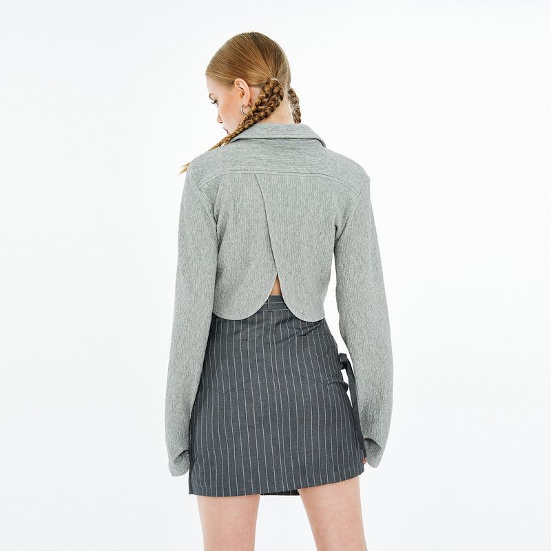 Finger Hole Tulip Shirt [Gray]