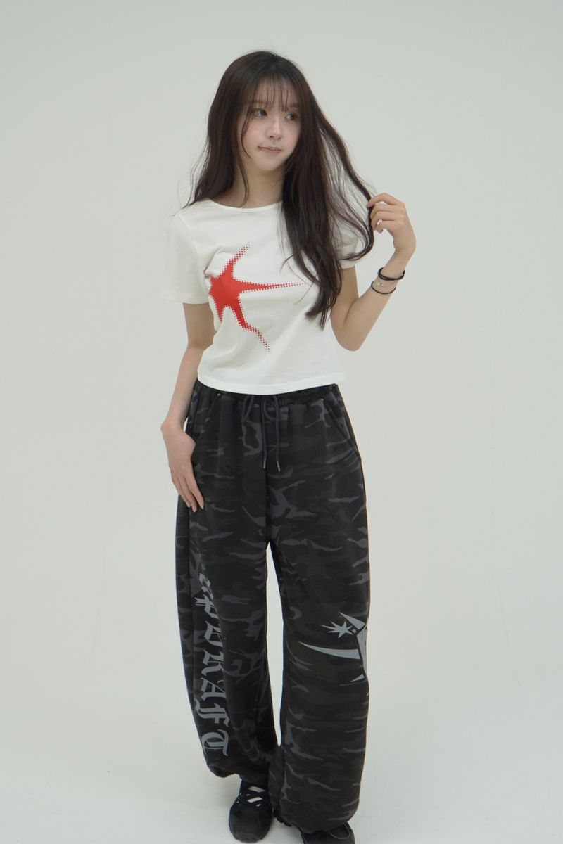 SPARK PRINT SLIM T-SHIRTS [WHITE]