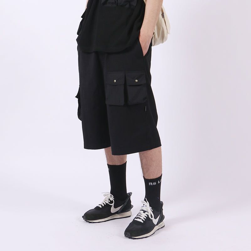 RELABEL Black Work Shorts with Multiple Pockets