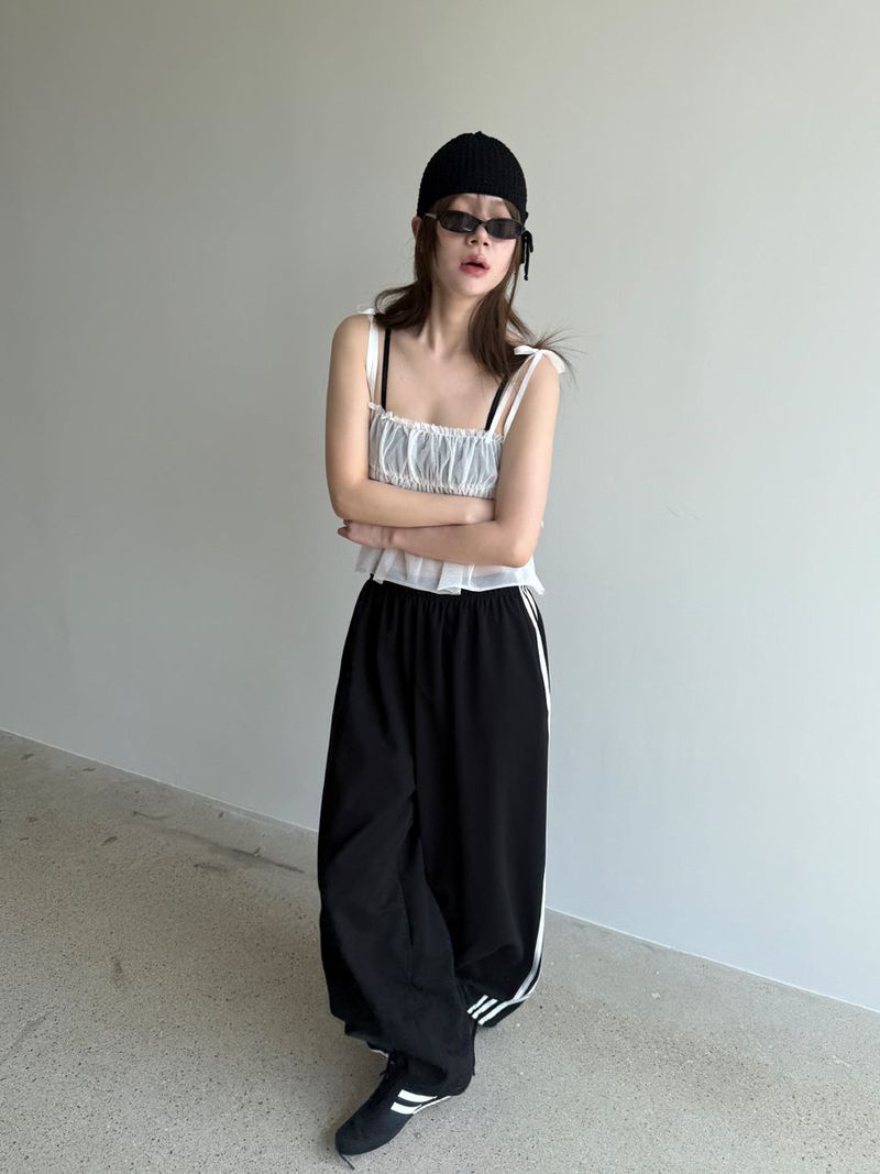 pintuck track pants