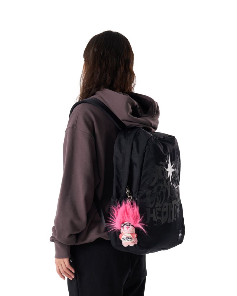Printed Hidden Pocket Backpack (Black)