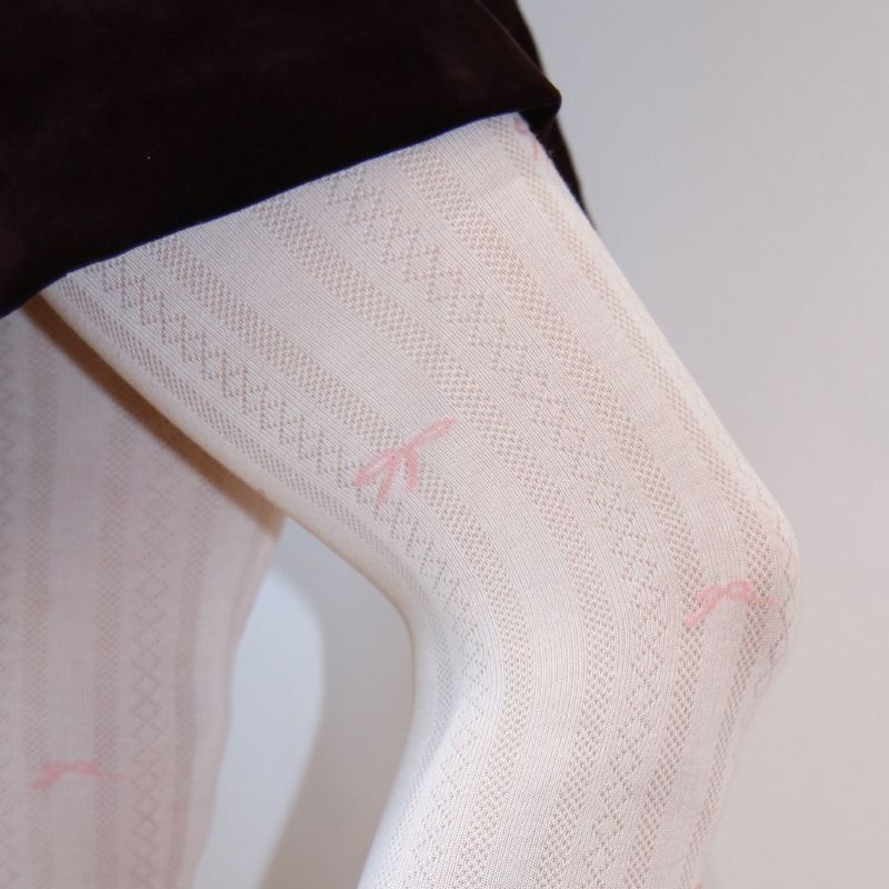 ribbon lace line tights (white)
