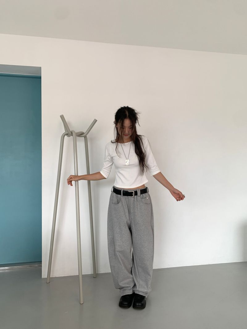 BOAT NECK MID SLEEVE TEE (4C)