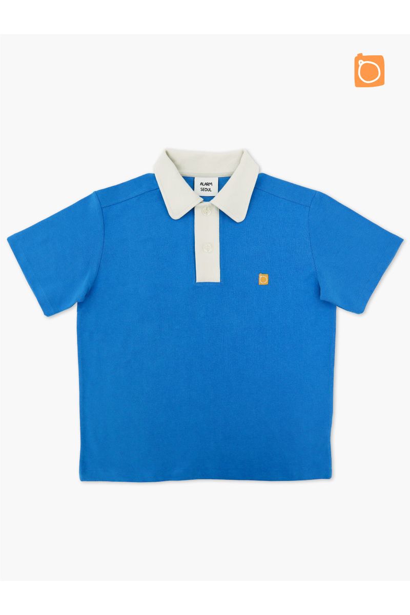 ALARM TERRY COLLAR T SHIRT BLUE_UNISEX