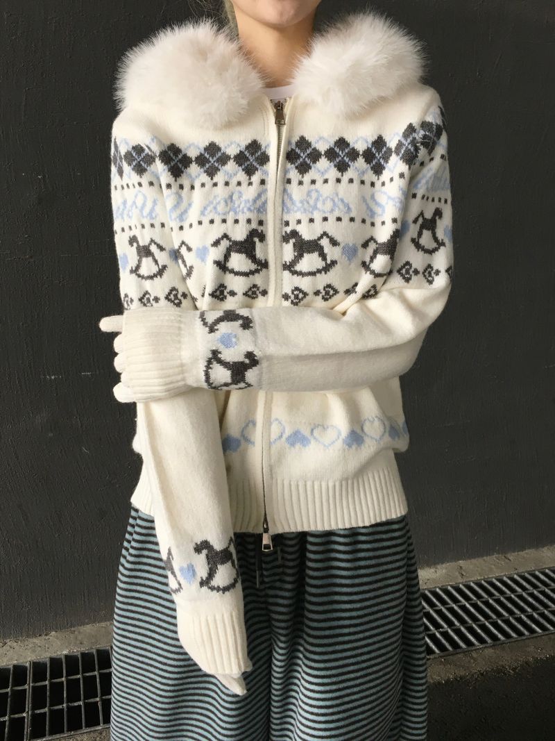 RITCORE（リットコア）の「Merrygo Nordic Knit Fur Hoodie (2c)（Tops）」