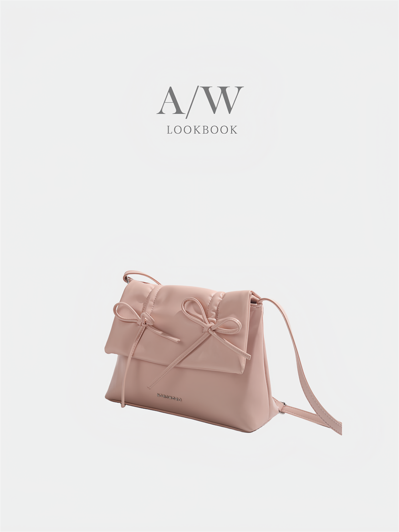 Balletcore look ribbon detail square leather shoulder bag