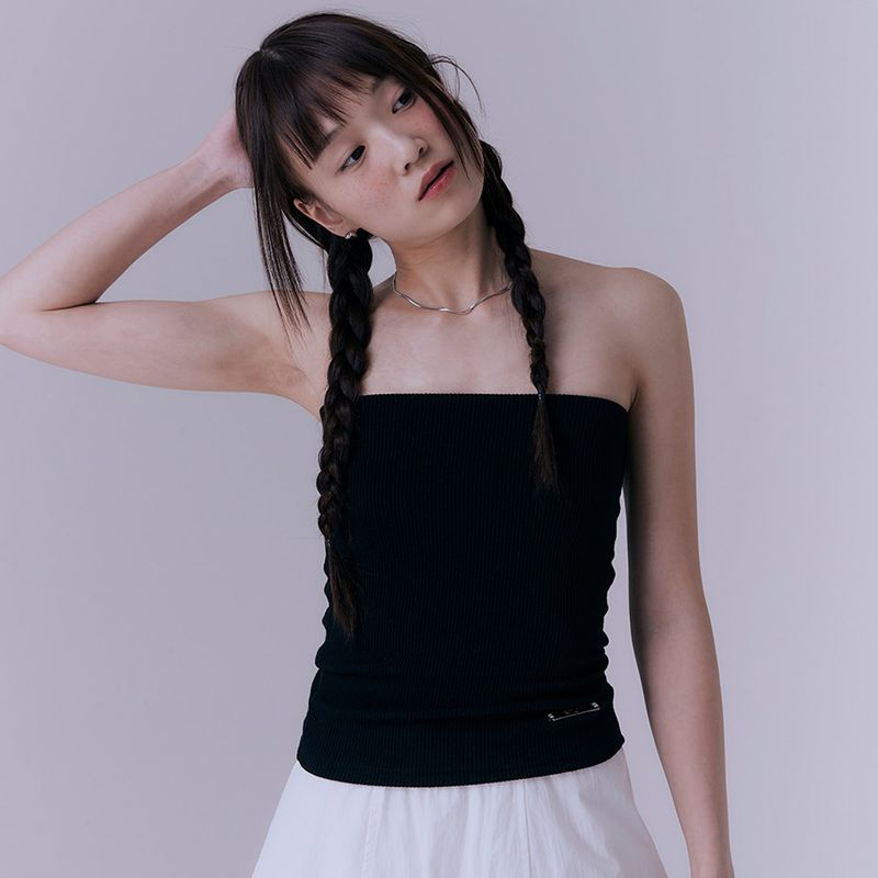 SILN(シルン)の「90's rib tube top (BLACK)(Tops)」