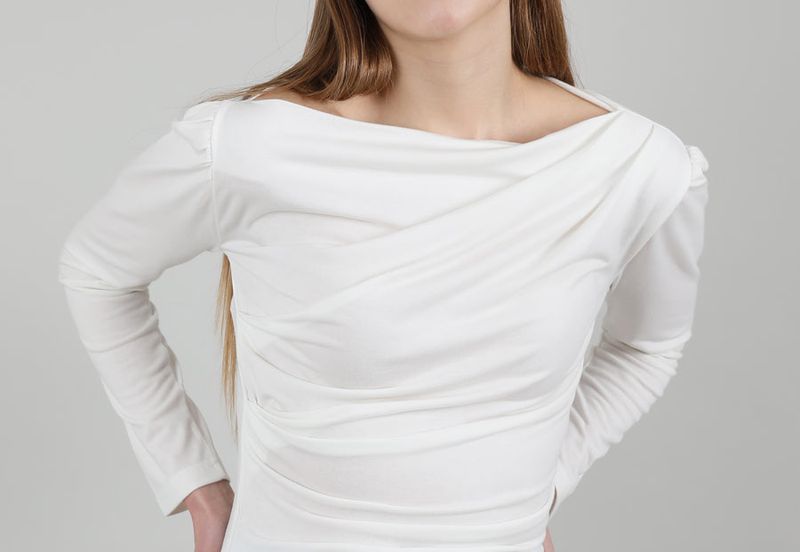 Drape Puff Shirring T-shirt White