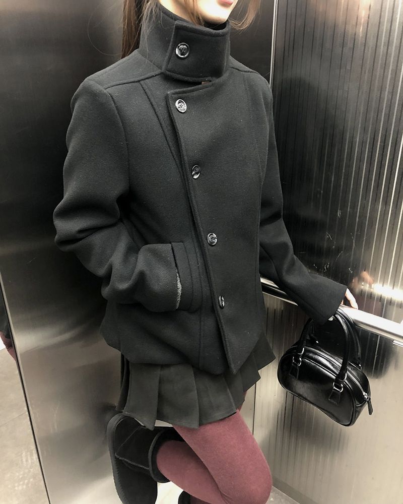 ユハダブルハイネックウールコート