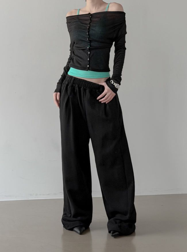 Bellin See-through Off-Shoulder Cardigan