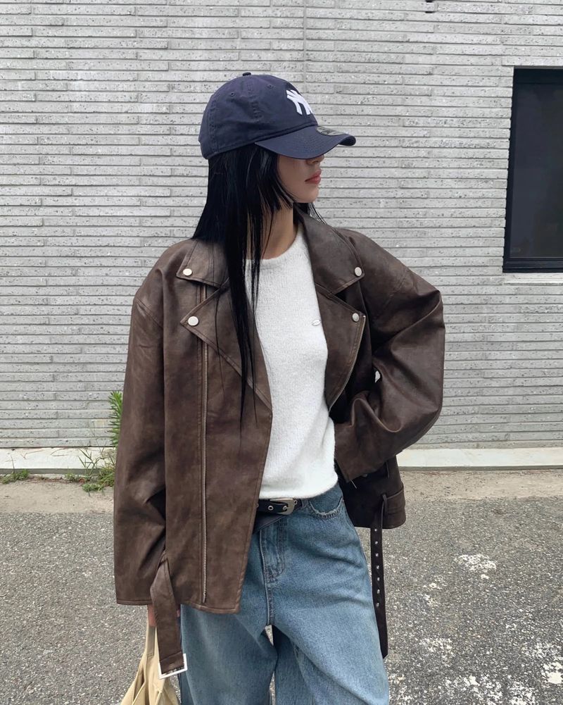 [ORIGINAL] Burning Rider Oversized Leather Jacket