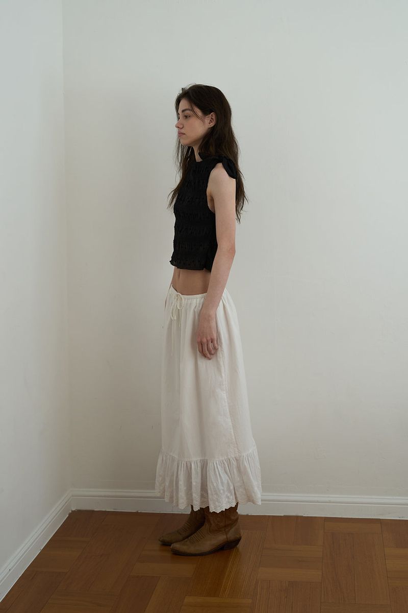 Smoke shirring blouse_black
