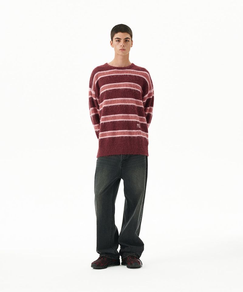 HAIRY STRIPE KNIT SWEATER